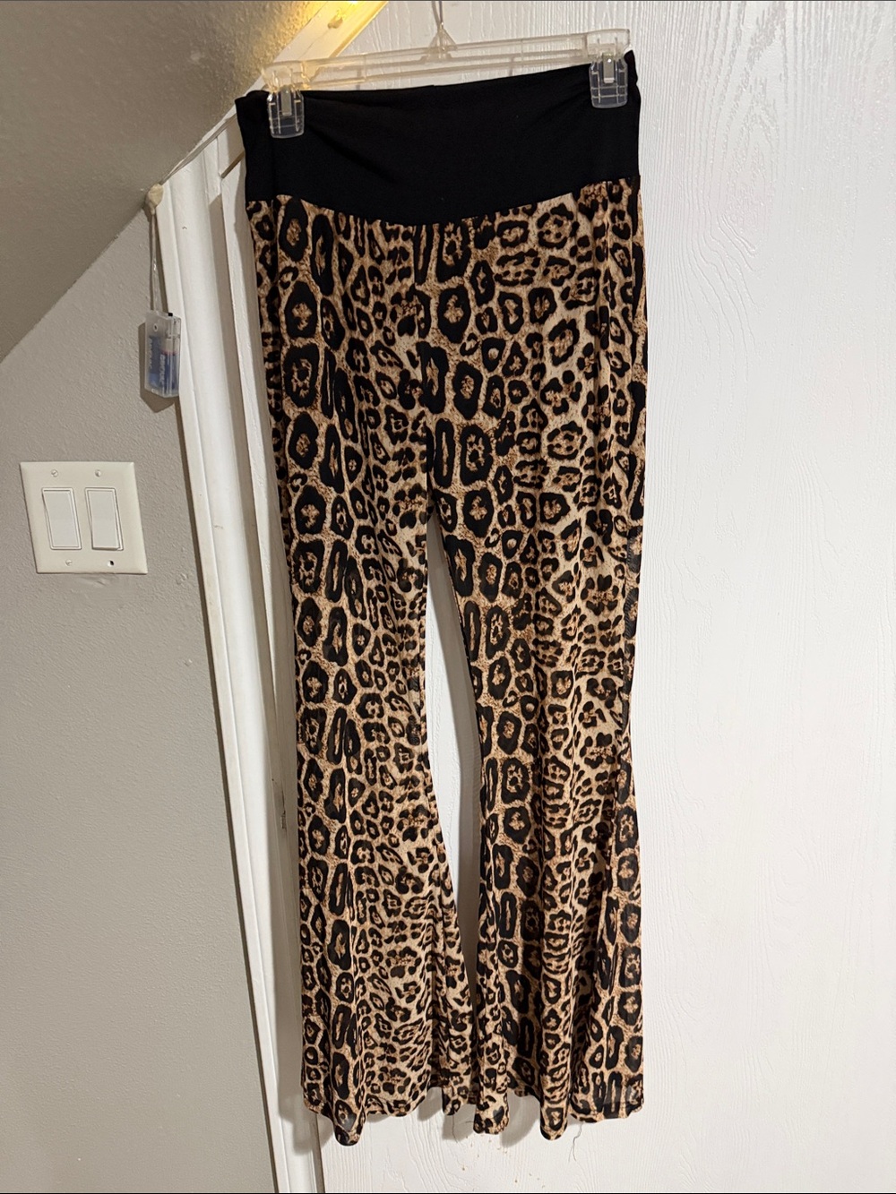 Sterling Kreek sheer Leopard Print Wide-Leg Pants with Black Waistband